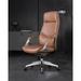 Inbox Zero Marinelle Genuine Leather Executive Chair Upholstered in Brown/Pink | 46.85 H x 21.65 W x 19.69 D in | Wayfair