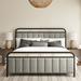 Latitude Run® Aghwith Platform Bed w/ Rattan Headboard & LED Lights Wood & /Upholstered/Polyester | 50.5 H x 64 W x 86 D in | Wayfair