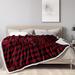 ToccoLeggero Sherpa Fleece Blanket Polyester in Red/Black/Brown | Queen | Wayfair WFY - AM - B08KC-1D58X