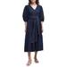 Annie Puff Sleeve Linen & Cotton Midi Dress