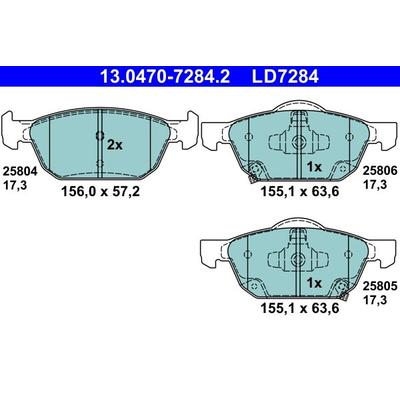 ATE Bremsbelagsatz, Scheibenbremse vorne rechts links für HONDA 45022-TGN-G00 45022-TV2-E01 45022-TV2-E00 13.0470-7284.2