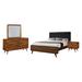 Millwood Pines Aleksiejus 4 Piece Bedroom Set in Dark Walnut Upholstered in Brown/Green | 53.75 H x 78.65 W x 86.1 D in | Wayfair