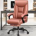 Inbox Zero Loreene Ergonomic Executive Chair w/ Headrest Upholstered, Leather in Gray | 44.1 H x 27.6 W x 27.6 D in | Wayfair