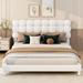 Red Barrel Studio® Machai Panel Bed Frame w/ Headboard Wood & Upholstered/ in White | 36.69 H x 80.89 W x 62.89 D in | Wayfair