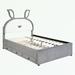 Zoomie Kids Alleyna Platform Storage Bed Upholstered/Velvet/Faux leather in Gray | 57 W x 78.4 D in | Wayfair FE3D6D65BE734DCBA7E48C69077CBFC7