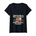 Damen I will books here and there I will read books anywhere T-Shirt mit V-Ausschnitt