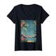 Damen Vintage Hawaii Strand Abend Mond Palmen niedlich T-Shirt mit V-Ausschnitt