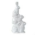 A&B Home White Ceramic Stacked Rabbit Statue 8.1 x 4.3 x 17.1