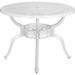 VIVIJASON 38.3 Patio Bistro Table Outdoor Dining Round Table White Cast Aluminum Table with Umbrella Hole