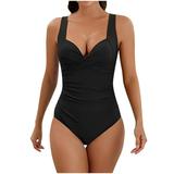 Bigersell One-Piece Monokini Swimsuit Women Summer V-Neck Sleeveless Workout Swimsuits Ladies Monokini Swimwear One-Piece Swimsuits Style O-192 Womens Slimming Bathing Suit Black M