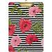 GZHJMY Poppy Flower Floral Stripes Striped Clipboards for Kids Student Women Men Letter Size Plastic Low Profile Clip 9 x 12.5 in Golden Clip Whiteboard Clipboards