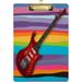 GZHJMY Red Vintage Guitar with Striped Music Acrylic Clipboard Letter Size 9 x 12.5 Decorative Clipboard with Low Profile Silver Metal Clip for Office School Student Women Whiteboard Clipboards