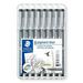 STAEDTLER Pigment Liner Fineliner Pens with Assorted Line Width - Black (Set of 8)