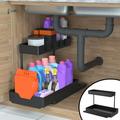 Deagia Bathroom Shelves Clearance Under Sink Shelf Pull Out Sliding Cabinet Organizer Multi Purpose Narrow Space L Shaped Under Sink Organizer and Storage for Kitchen Bathroom Storage