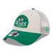 Men's New Era Khaki/Kelly Green Boston Celtics Throwback Patch Trucker 9FORTY Adjustable Hat