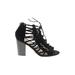 Just Fabulous Heels: Black Solid Shoes - Women's Size 7 1/2 - Open Toe