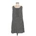 MNG by Mango Casual Dress - A-Line Scoop Neck Sleeveless: Gray Stripes Dresses - Women's Size Medium