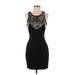 Bebe Cocktail Dress - Sheath Scoop Neck Sleeveless: Black Print Dresses - Women's Size Small