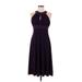 Jessica Howard Casual Dress - A-Line Halter Sleeveless: Purple Solid Dresses - Women's Size 6