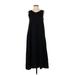 Uniqlo Casual Dress - A-Line V Neck Sleeveless: Black Solid Dresses - Women's Size X-Small