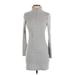 Shein Casual Dress - Bodycon Turtleneck Long sleeves: Gray Print Dresses - Women's Size Small