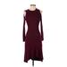 Cable & Gauge Casual Dress - Sweater Dress: Burgundy Dresses - Women's Size 4