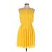 Jessica Simpson Casual Dress - Mini Scoop Neck Sleeveless: Yellow Solid Dresses - Women's Size 6