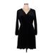 Old Navy Casual Dress - Wrap V-Neck 3/4 sleeves: Black Solid Dresses - Women's Size X-Large