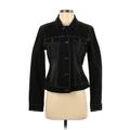 New York & Company Denim Jacket: Short Black Print Jackets & Outerwear - Women's Size Small
