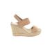 Kenneth Cole New York Wedges: Tan Print Shoes - Women's Size 9 1/2 - Open Toe