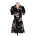 Free Press Casual Dress - A-Line V Neck Short sleeves: Black Print Dresses - New - Women's Size X-Small