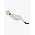 Eclectica Vintage Attwood & Sawyer 22ct Gold Plated Enamel & Swarovski Crystal Cat Brooch, Dated Circa 1980s