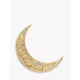 Eclectica Vintage Attwood & Sawyer Swarovski Crystal Crescent Moon Brooch, Dated Circa 1980s, Gold