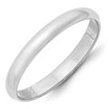 JewelryWeb 10k White Gold Solid Polished Engravable Lightweight 3mm Ltw Half Round Band Ring Jewelry Gifts for Women - Ring Size: 4 9.5