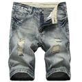 Allthemen Mens Summer Cotton Ripped Denim Shorts Copper gray 32