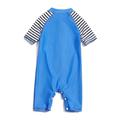 Bonverano Baby Boys Swimsuit One Piece UPF 50+ Sun Protection S/S Sleeves Sunsuit (Blue) 12-18 Months