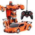 Slowmoose 2 In 1 Rc Car Toy Transformation Robots Car - Driving Vehicle Sports Cars , Orange