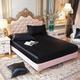 Slowmoose Satin Silk Bed Sheet Cover, Elastic Band Fitted And Flat Bedspread For Mattress 170x230cm flat sheet / black