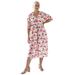 Plus Size Women's Blouson Sleeve Empire Midi Dress by ellos in White Multi Floral (Size 18/20)