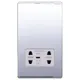 Polished Chrome Screwless Plate Shaver Socket 230/115V Plate - White Trim - Se Home