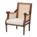 Desmond Traditional French Beige Fabric And Dark Brown Finished Wood Accent Chair by Baxton Studio in Beige Walnut Brown
