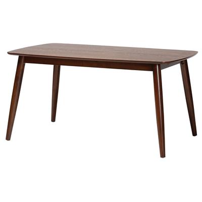 Flora Mid-Century Modern Black Finished Wood Dining Table by Baxton Studio in Walnut Brown