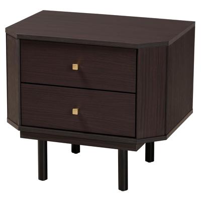 Norwood Modern Transitional Two-Tone Black And Espresso Brown Finished Wood 2-Drawer End Table by Baxton Studio in Black Espresso Brown