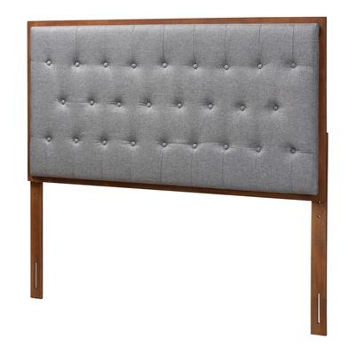 Harumi Classic And Traditional Grey Fabric And Walnut Brown Finished Wood King Size Headboard by Baxton Studio in Grey Walnut Brown (Size KING)