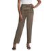 Plus Size Women's Stretch Knit Straight Leg Pant by The London Collection in Black New Khaki Houndstooth (Size 30/32)