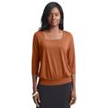 Plus Size Women's Stretch Knit Square Neck Top by The London Collection in Cognac (Size 3X)