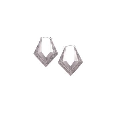 Women's Angular Sparkle Hoop Earring by ELOQUII in Silver (Size NO SIZE)