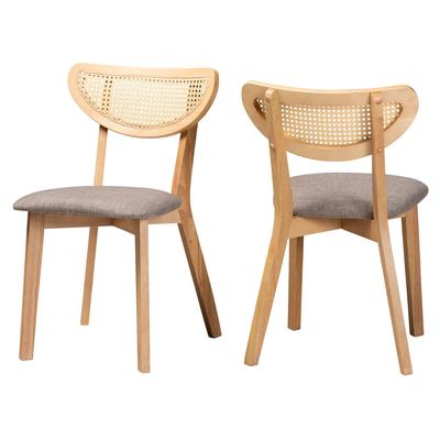 Dannell Mid-Century Modern Cream Fabric And Black Finished Wood Dining Chair by Baxton Studio in Grey Natural Oak