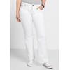 Bootcut-Jeans SHEEGO "Große Größen", Damen, Gr. 80, Langgrößen, weiß (weiß denim), Obermaterial: 98% Baumwolle, 2% Elasthan, unifarben, casual, lang, Jeans, in 5-Pocket-Form, mit Used-Effekten