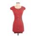 Derek Heart Casual Dress - Mini Scoop Neck Short sleeves: Red Solid Dresses - Women's Size Small